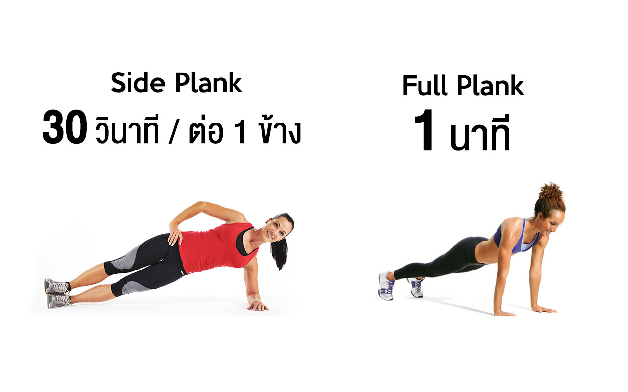 บอดี้เวทสำหรับผู้หญิง Side Plank Full Plank ท่าออกกำลังกาย